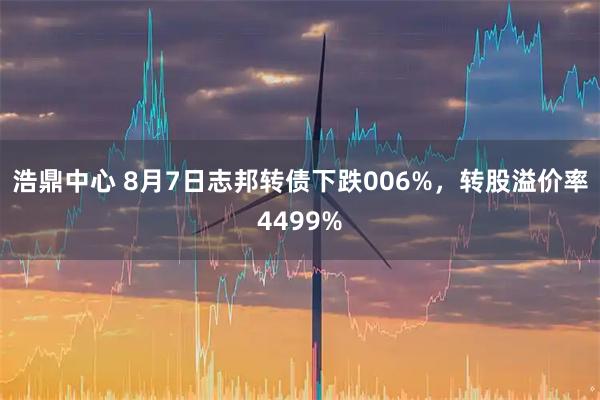 浩鼎中心 8月7日志邦转债下跌006%，转股溢价率4499%
